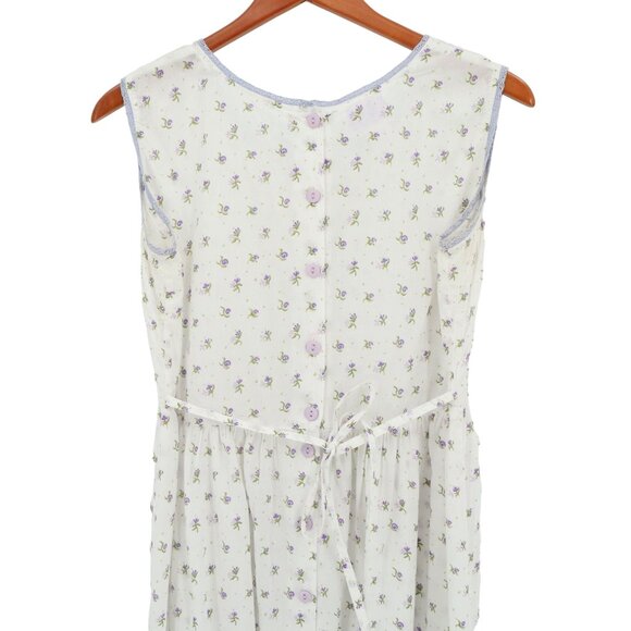 April Cornell Vintage White Purple Floral Cottage Eyelet Hem Nightgown Dress M - Picture 6 of 7
